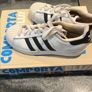 Adidas White and Black Superstar Shoes